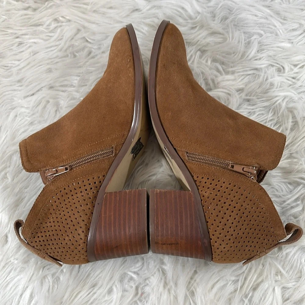 Steve Madden Ruebey Suede Light Brown Leather Booties Boots Heels Shoes Size 9.5 - Picture 6 of 14